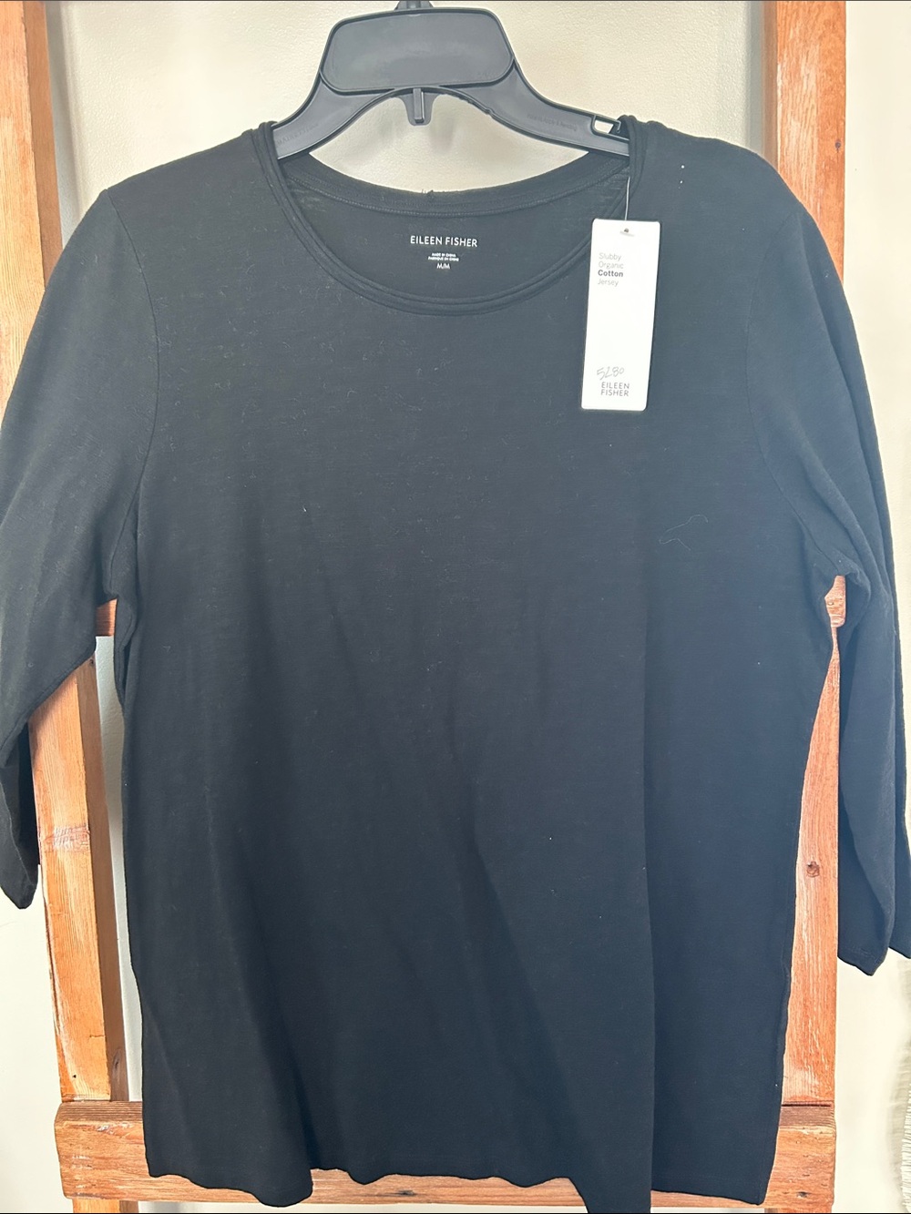 Eileen Fisher Black Long Sleeve Crewneck Tee NWT